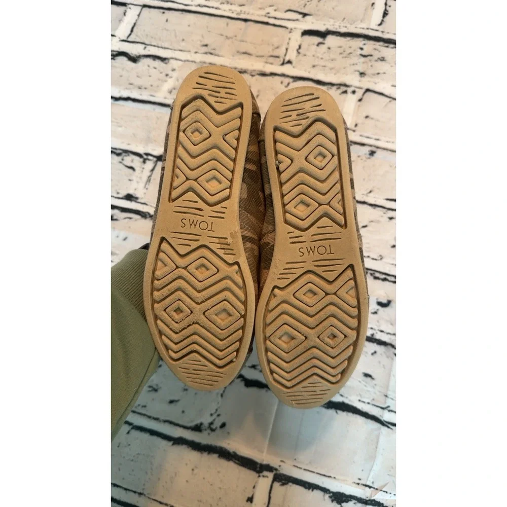 Toms Alpargata Camo Canvas Slip On Flats Womens 8.5 Green Tan Camouflage Shoes